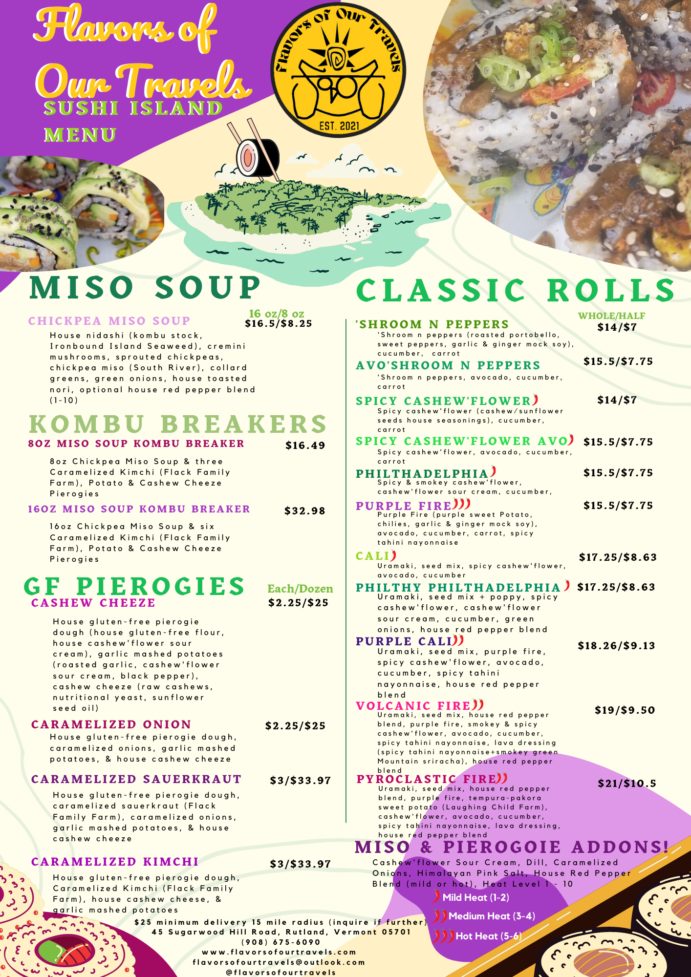 Sushi shop island menu